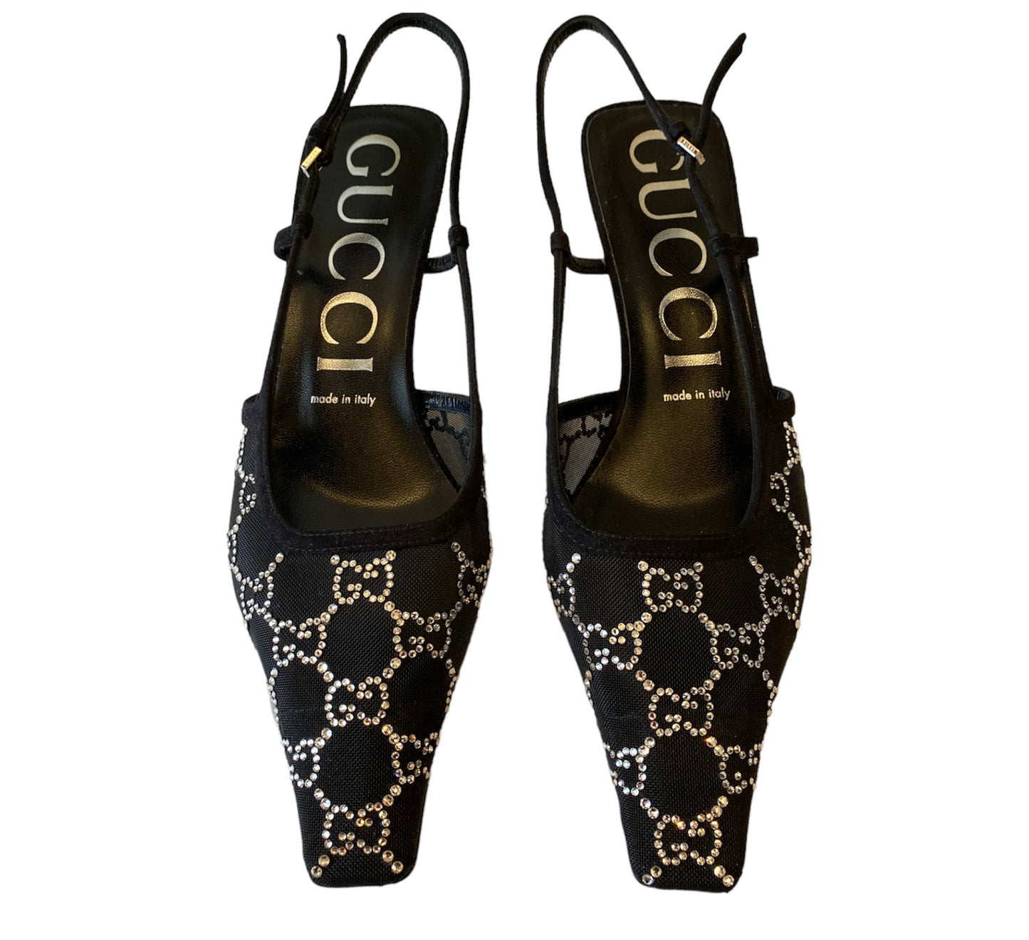 GUCCI Crystal-embellished Slingback Size 39