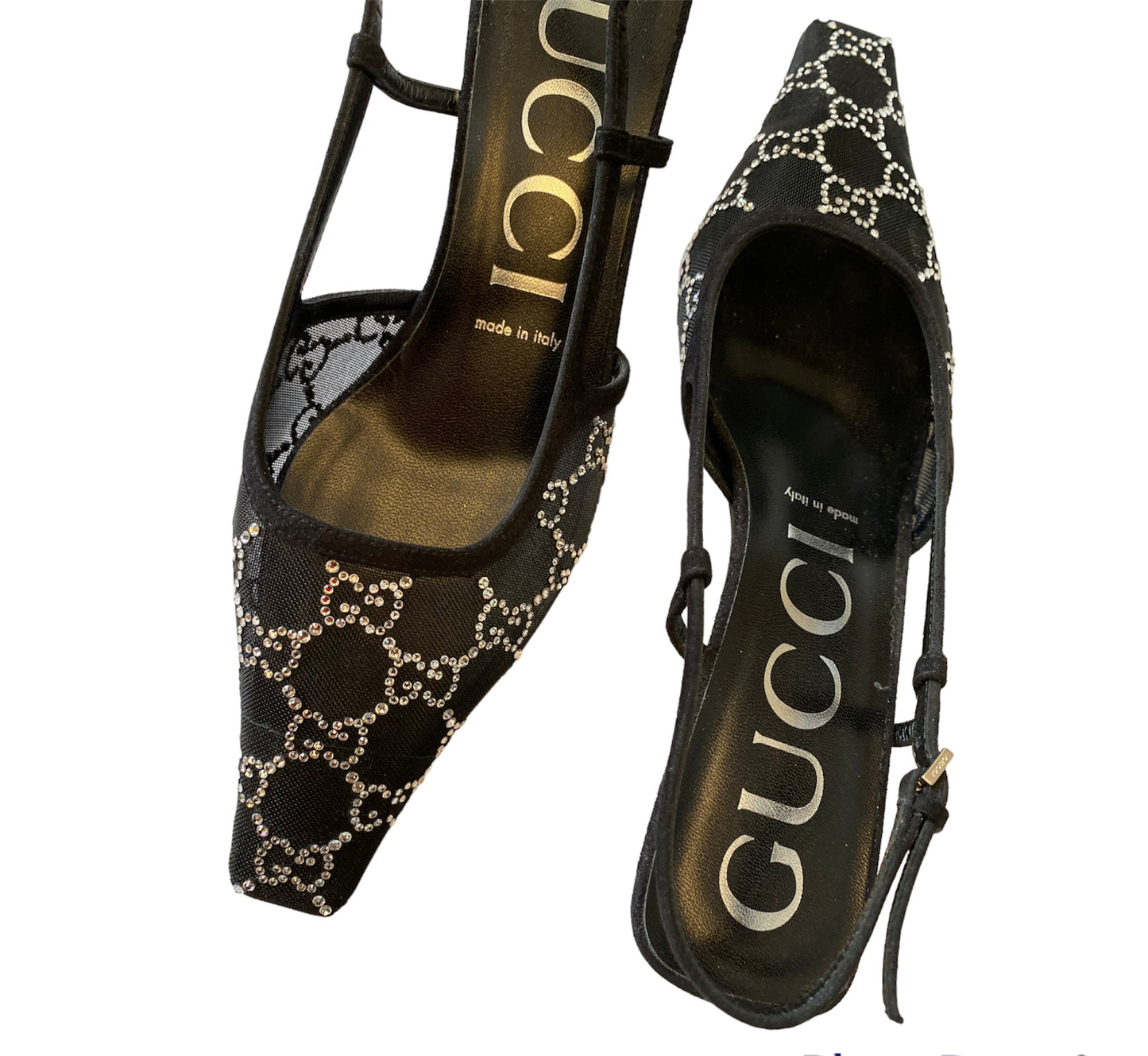 GUCCI Crystal-embellished Slingback Size 39