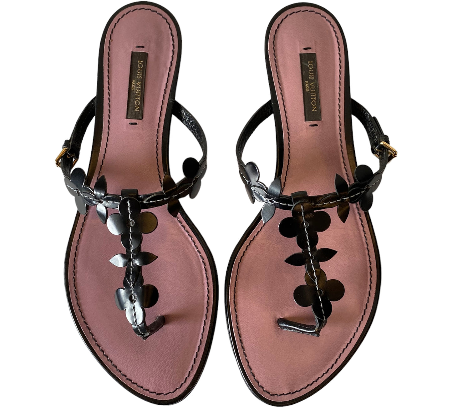 LOUIS VUITTON Leather Sandals Size 38