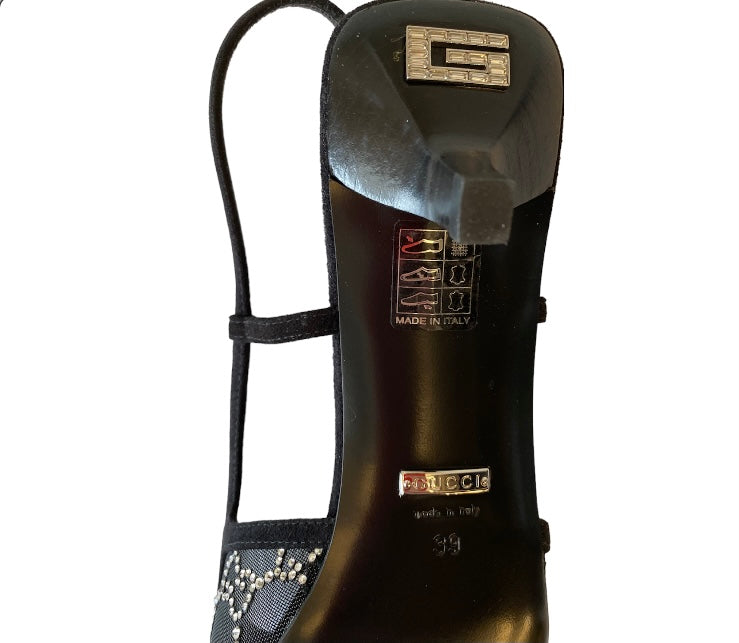 GUCCI Crystal-embellished Slingback Size 39