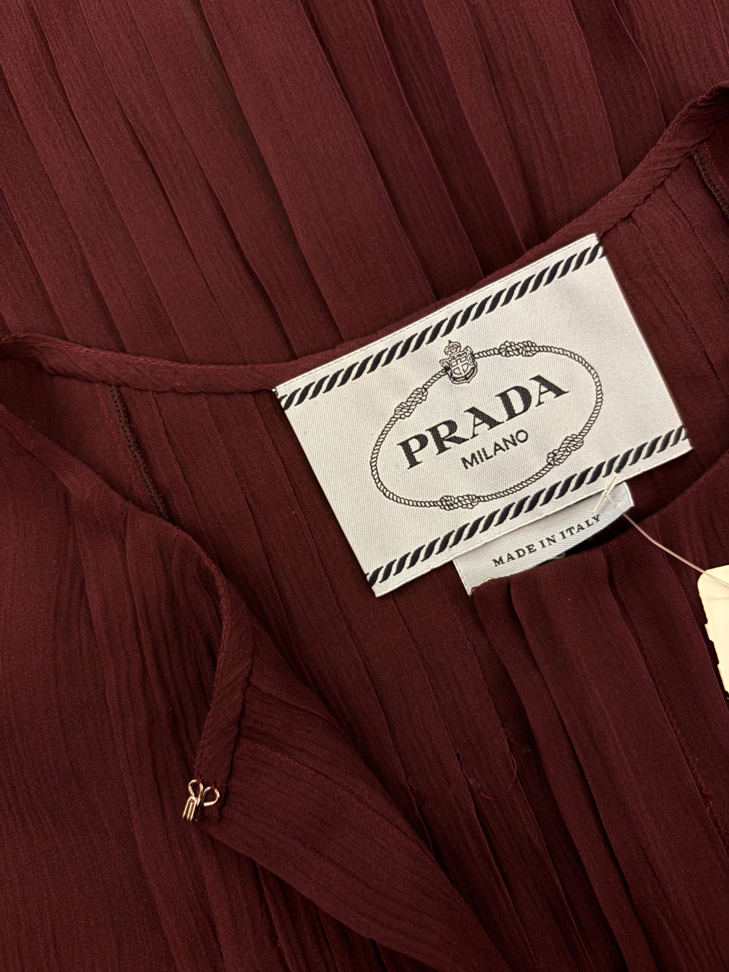 PRADA Sheer Pleated Silk Chiffon Crop Blouse Size S