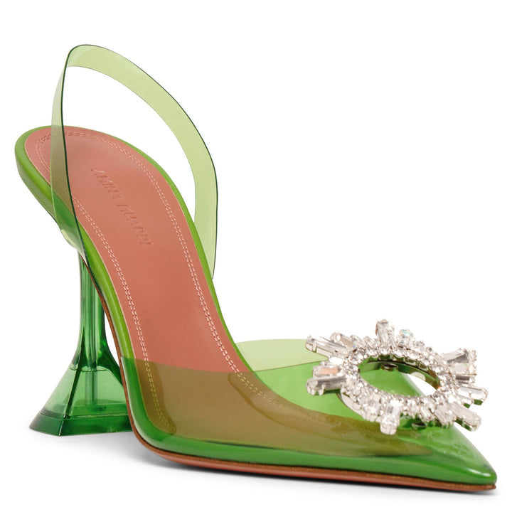 AMINA MUADDI Crystal Embellished Green PVC Pumps Size 40