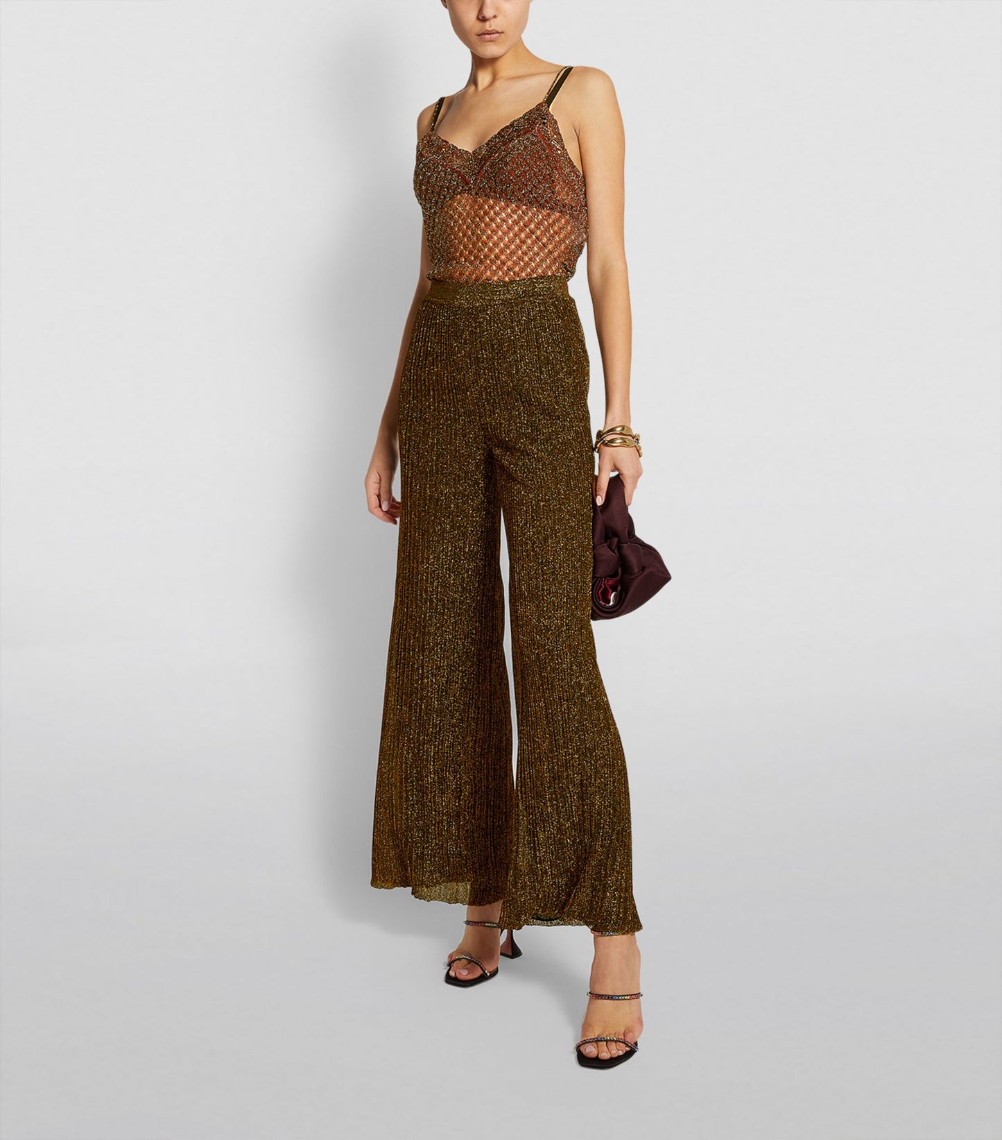 M MISSONI Gold Metallic Trousers Size It 40