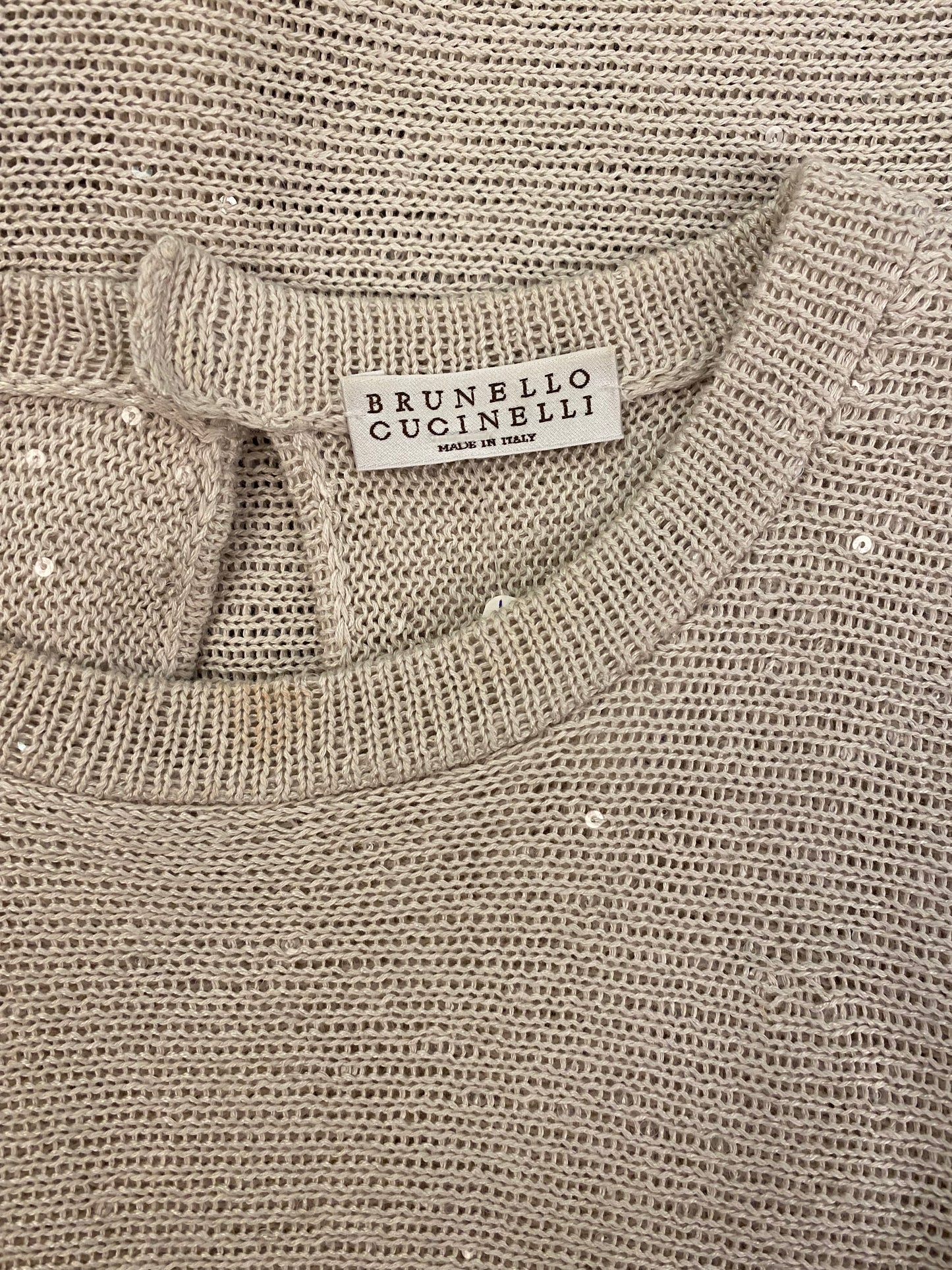 BRUNELLO CUCINELLI Linen Sequined Top Size L