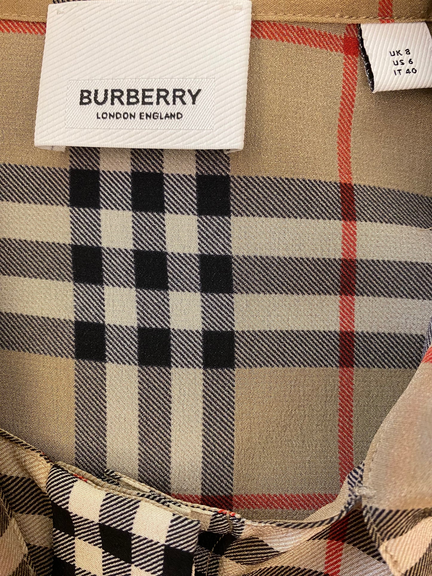 BURBERRY Check Silk Blouse Size IT 40
