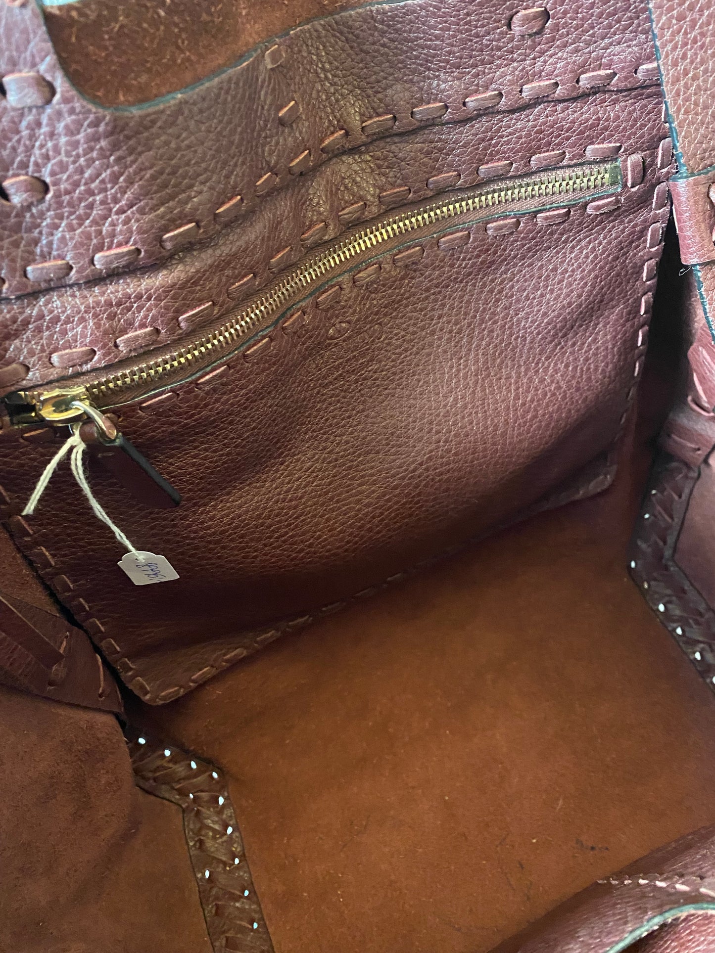 VALENTINO Leather Fringe Tote Bag