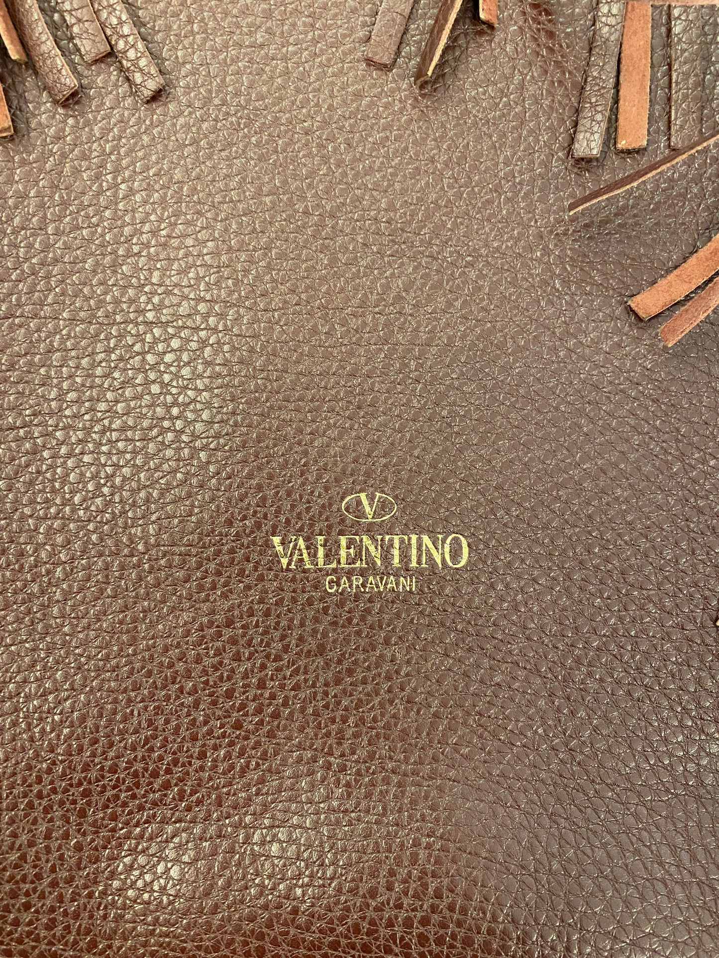 VALENTINO Leather Fringe Tote Bag