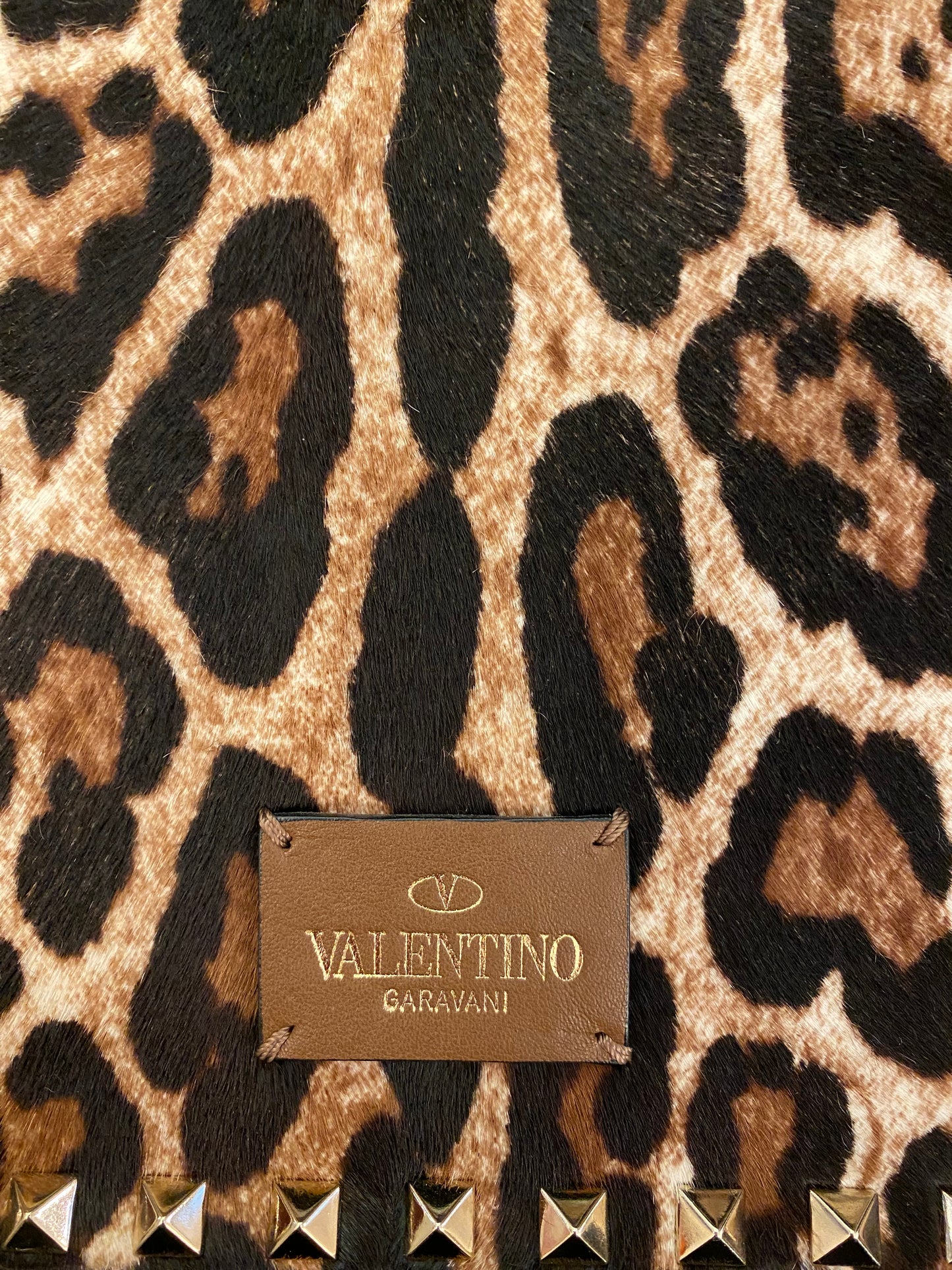 VALENTINO Leopard Print Rockstud Clutch Bag