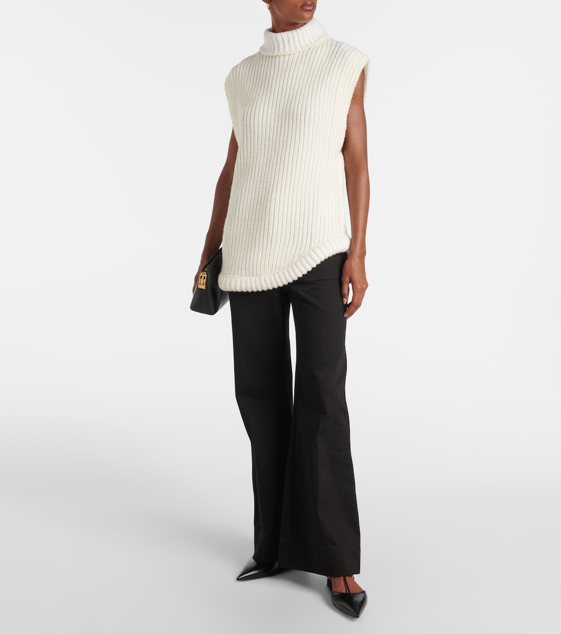 VICTORIA BECKHAM Ribbed-Knit Turtleneck Sweater Vest Size S