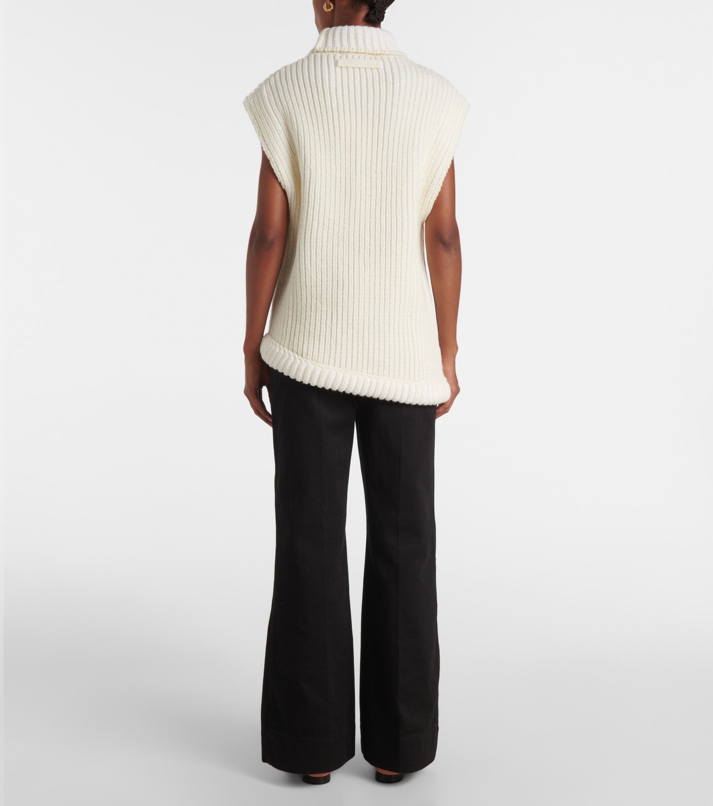 VICTORIA BECKHAM Ribbed-Knit Turtleneck Sweater Vest Size S