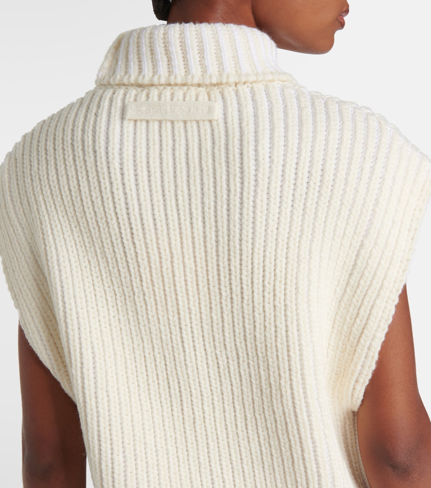 VICTORIA BECKHAM Ribbed-Knit Turtleneck Sweater Vest Size S