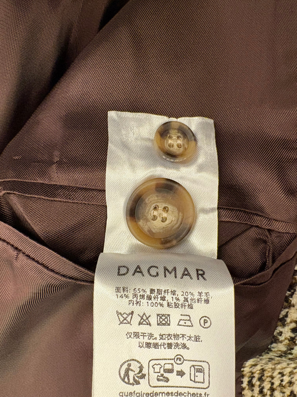 HOUSE OF DAGMAR (NWT) Houndstooth Brown Beige Blazer Size 36