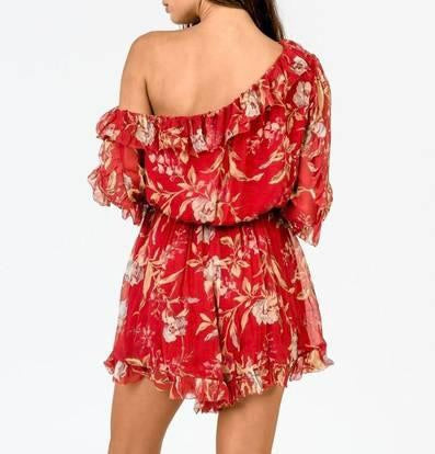 ZIMMERMANN One-Shoulder Silk Playsuit Size 1 /S