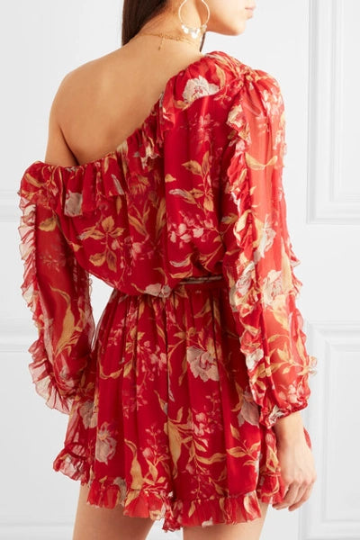 ZIMMERMANN One-Shoulder Silk Playsuit Size 1 /S