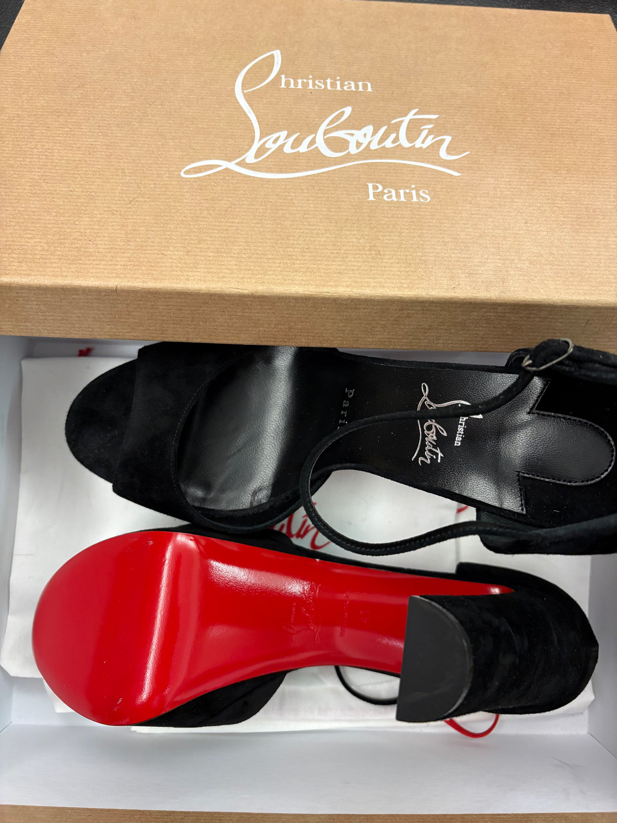 CHRISTIAN LOUBOUTIN Sandaloo 130 Suede Platform Sandals Size 41