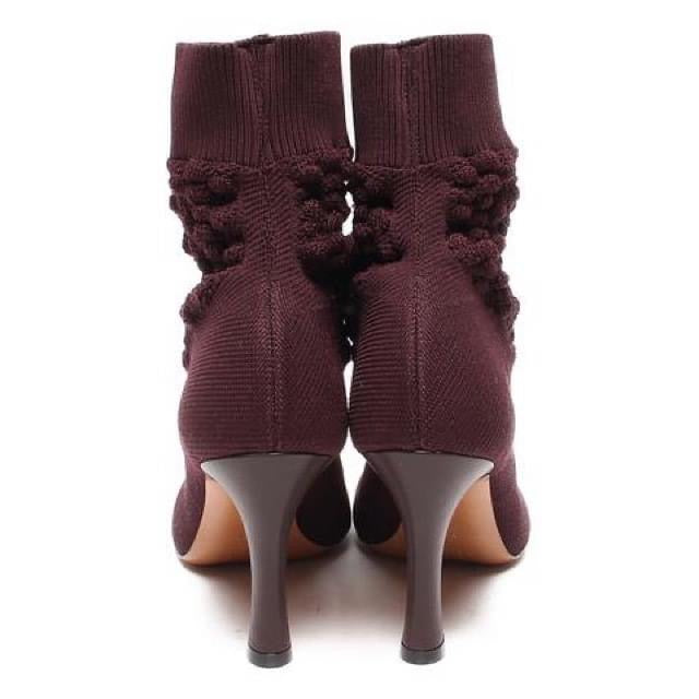 CÉLINE Knitted Boots in Burgundy Size 38