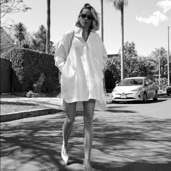 ANINE BING Aubrey Cotton Shirt Dress White Size XS