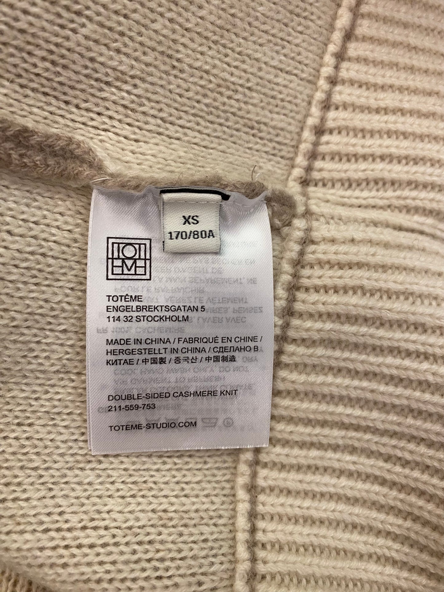 TOTÊME Double-sides Cashmere Knit Sweater Size XS