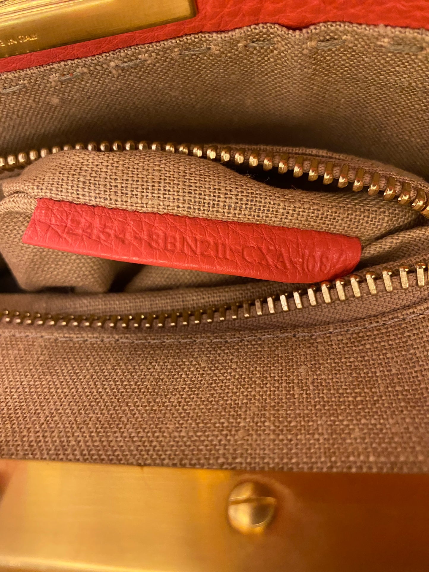 FENDI Coral Orange Peekaboo Top Handle Bag