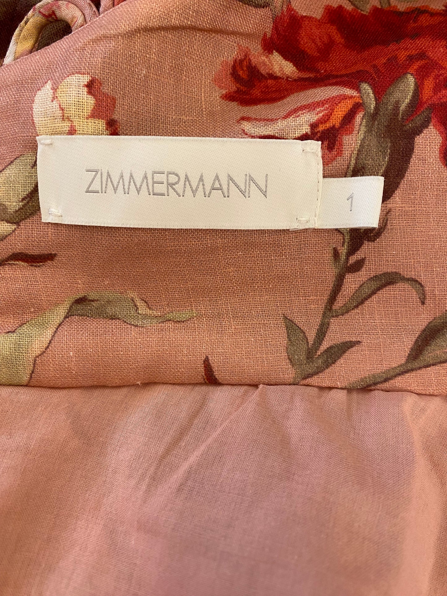 ZIMMERMANN Floral-Print Empire-Waist Dress Size 1/S