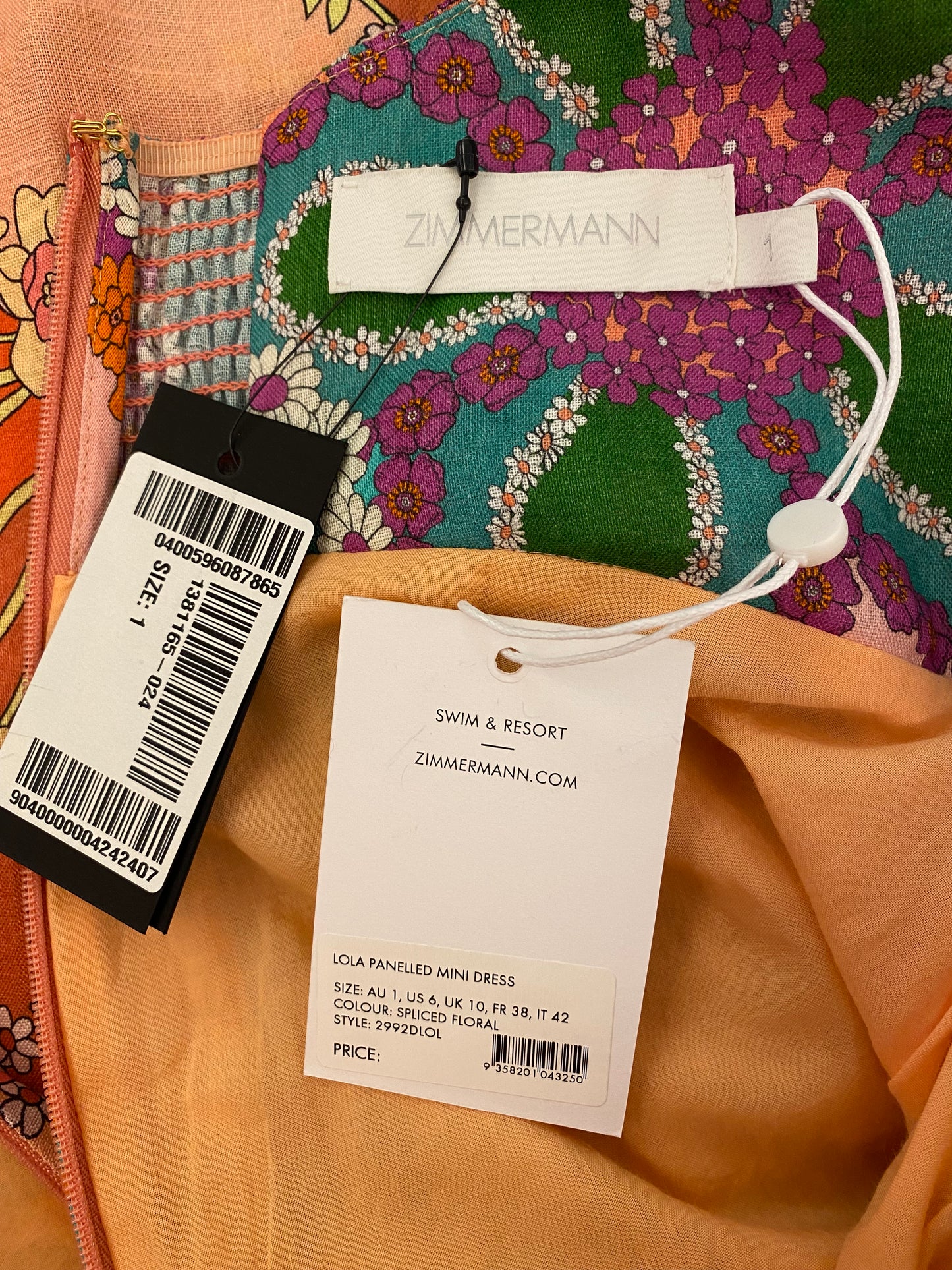 ZIMMERMANN Floral-Print Linen Mini Dress Size 1/36