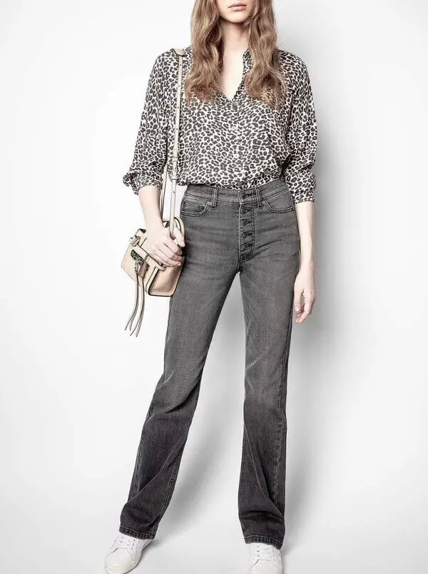 ZADIG & VOLTAIRE Leopard-Print Blouse Size M