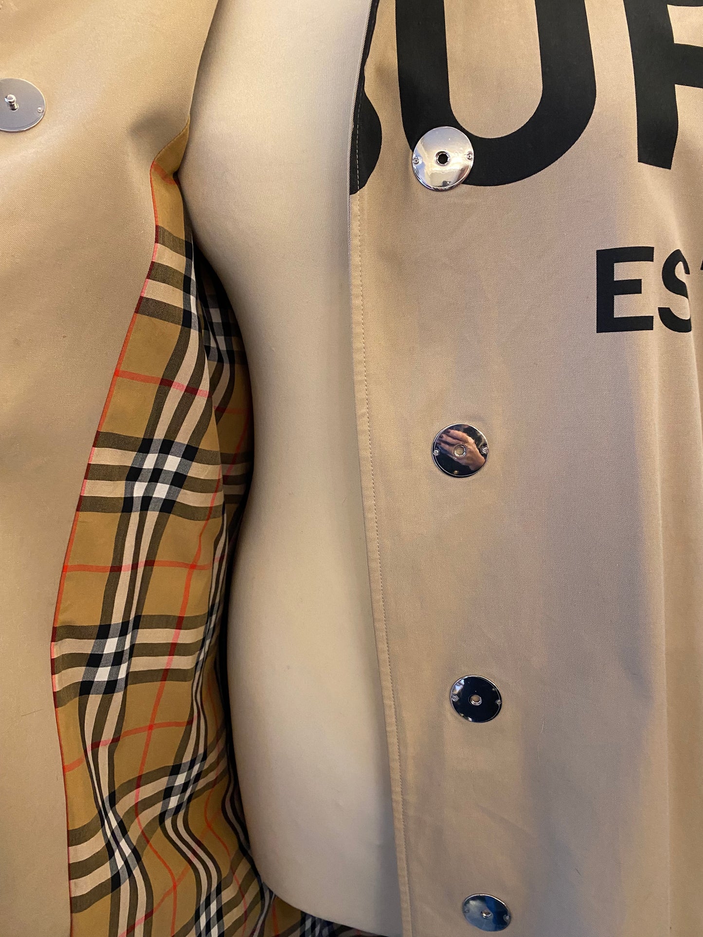 BURRBERY Monogram Cotton Gabardine Coat Size UK 6