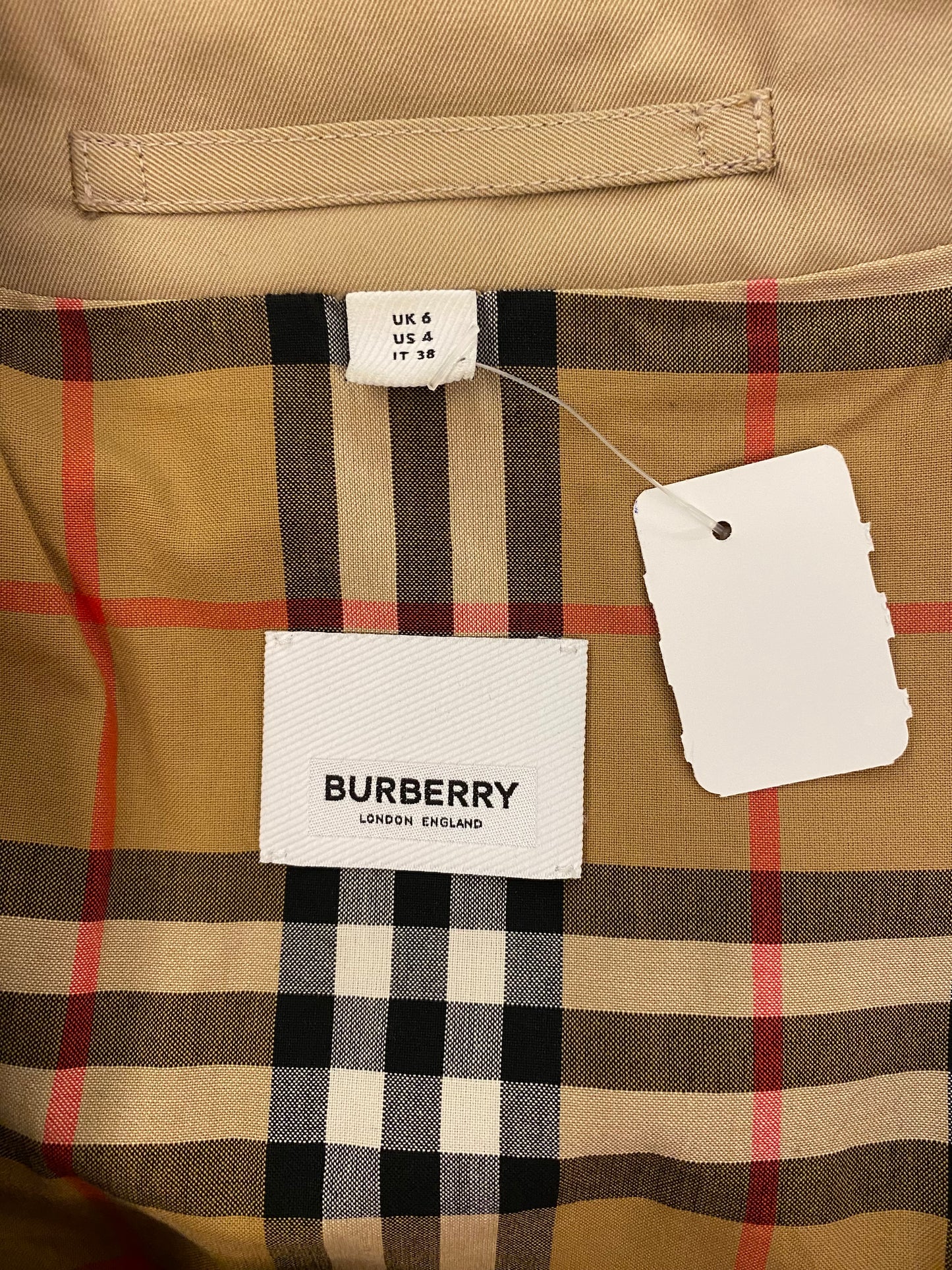 BURRBERY Monogram Cotton Gabardine Coat Size UK 6
