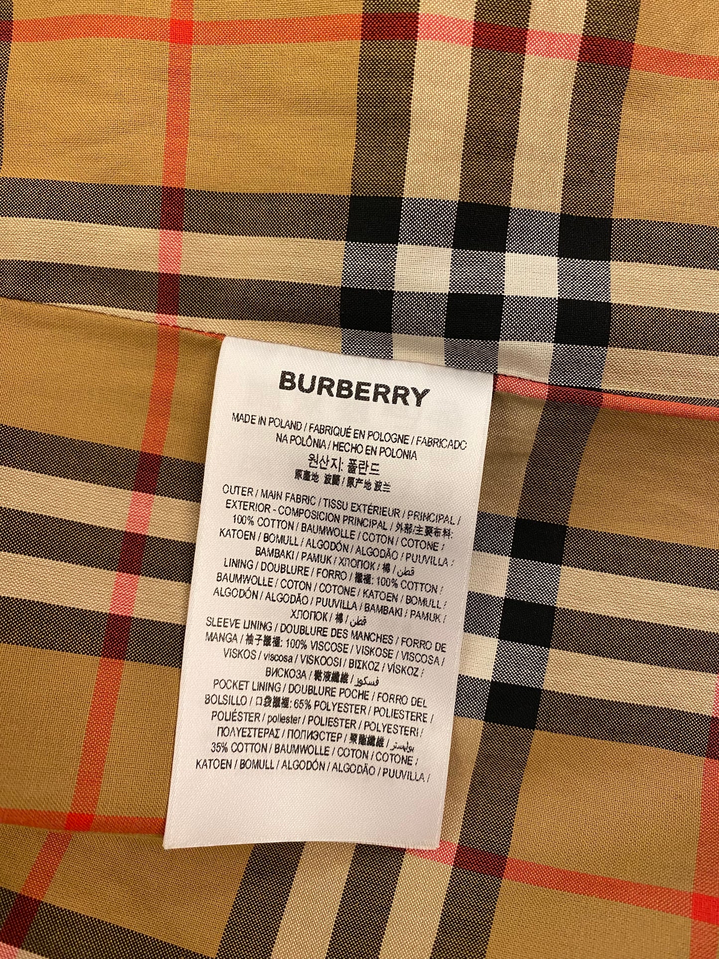 BURRBERY Monogram Cotton Gabardine Coat Size UK 6