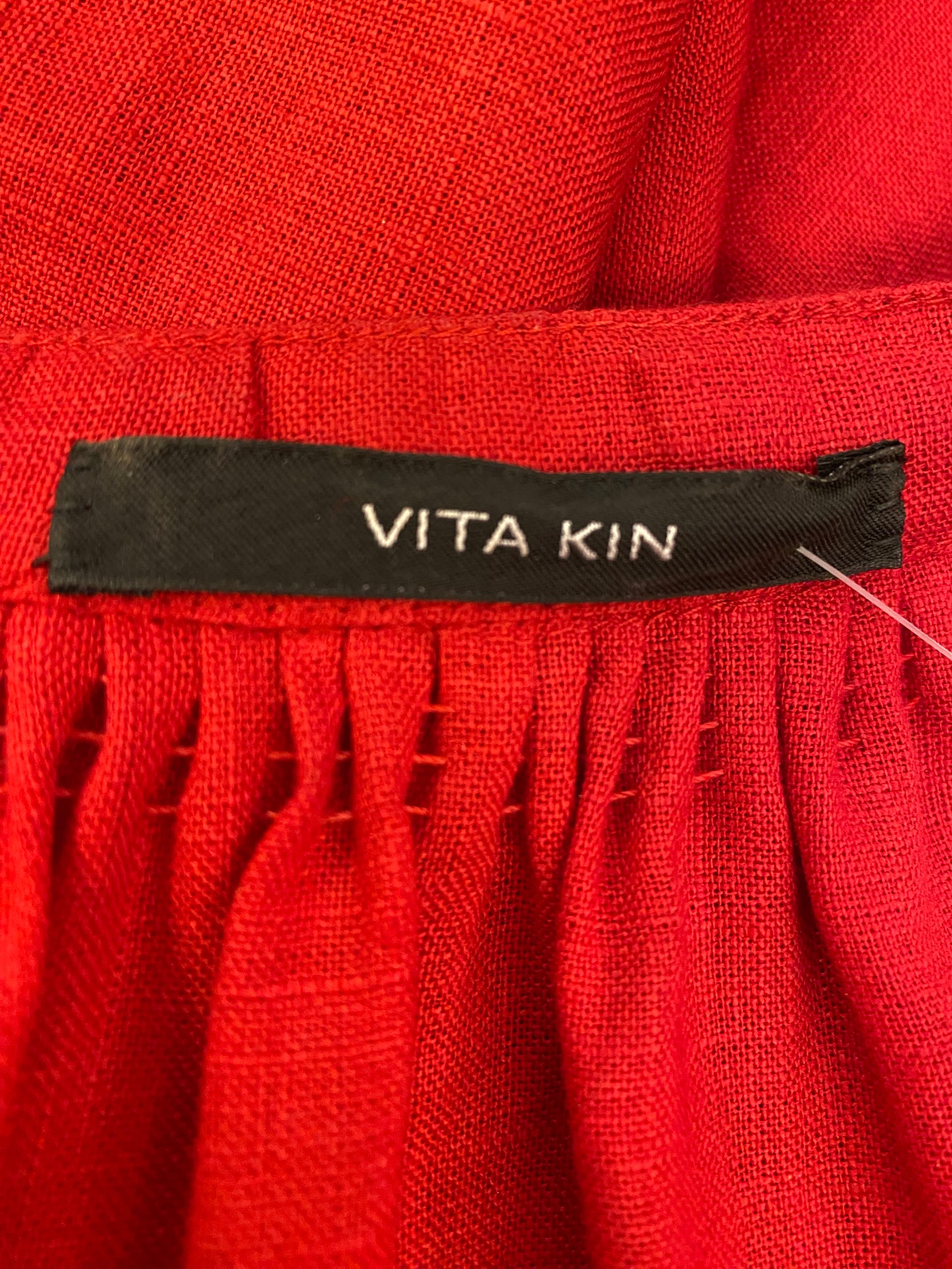 VITA KIN Red Linen Embroidered Dress Size S/M