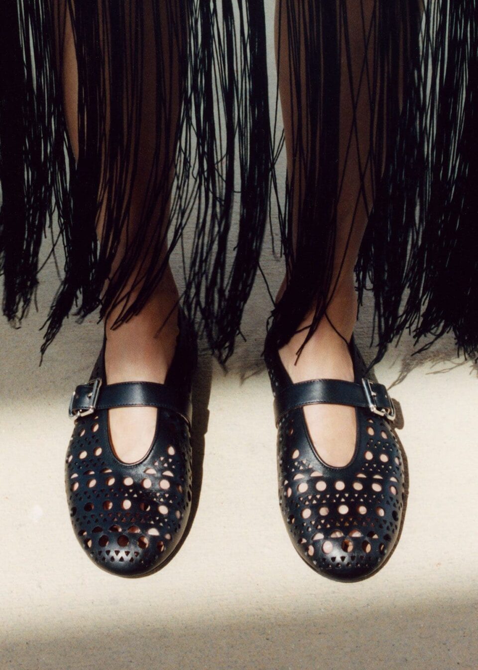 ALAÏA Vienne Cutout Mary Jane Ballerina Flats Size 39,5