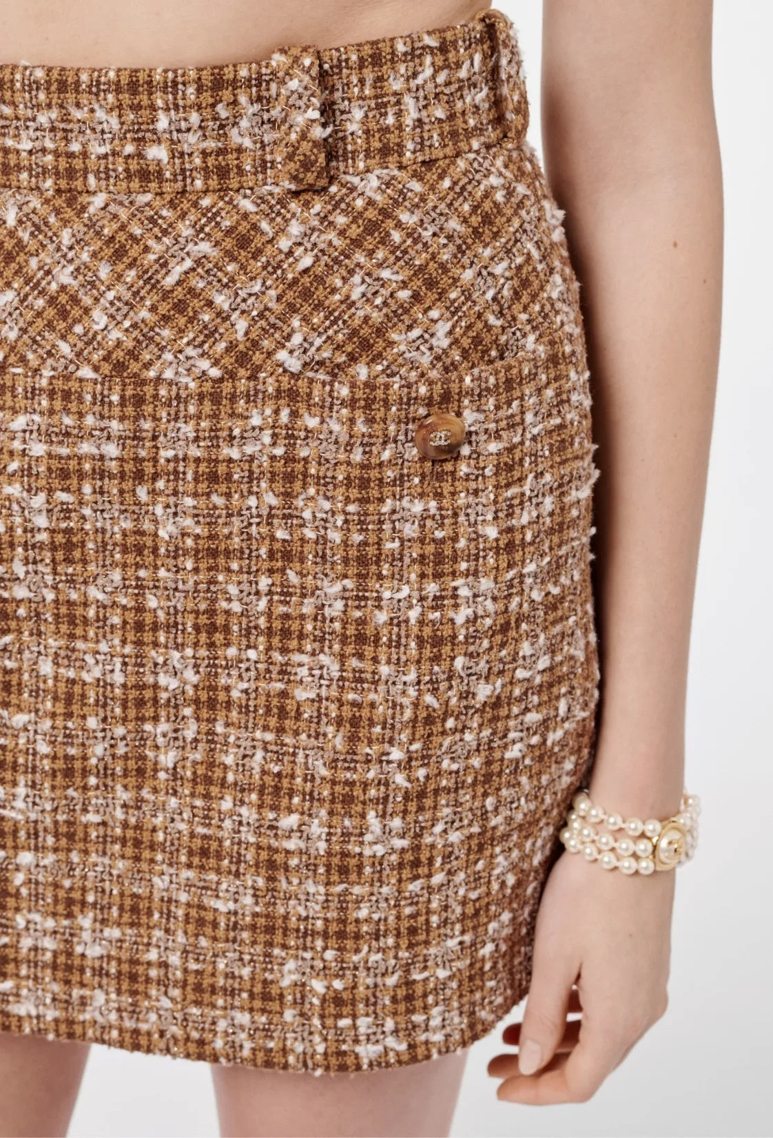 CHANEL Tweed Beige Skirt Size Fr 38