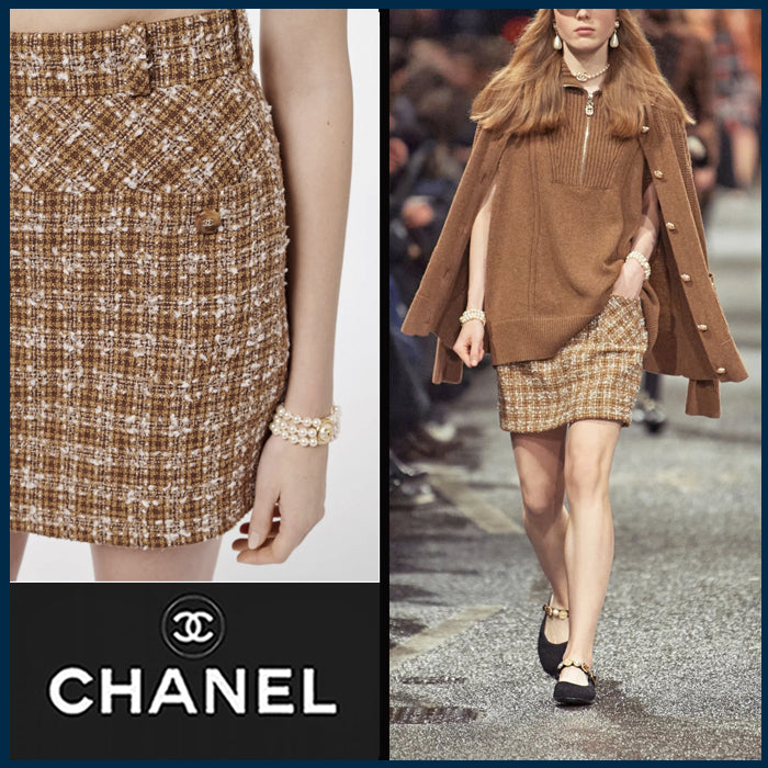 CHANEL Tweed Beige Skirt Size Fr 38