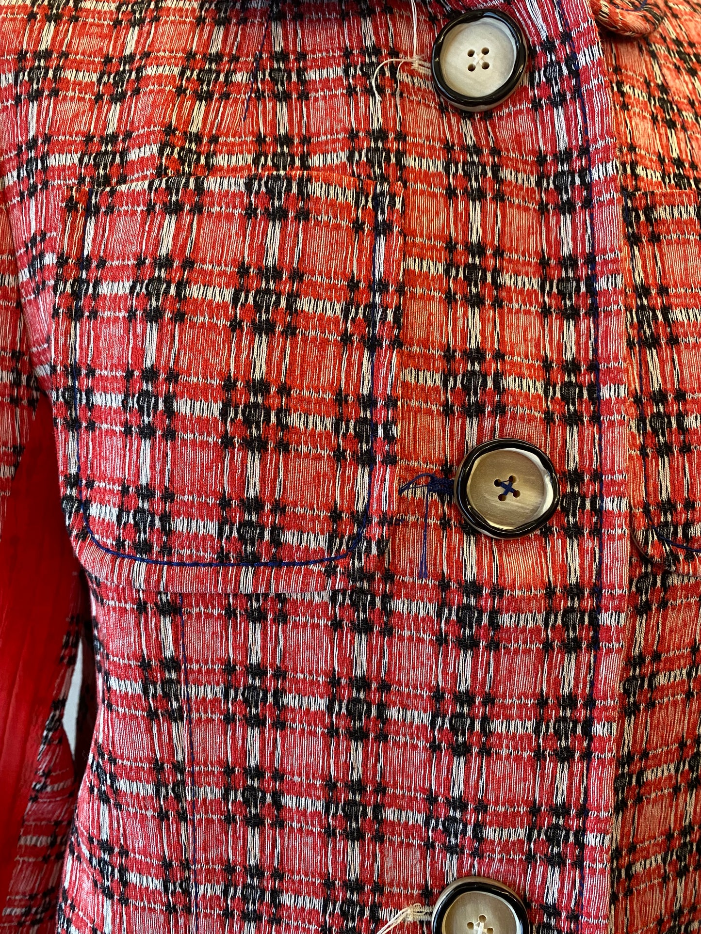 MARNI Plaid Tweed Red Jacket Size It 40