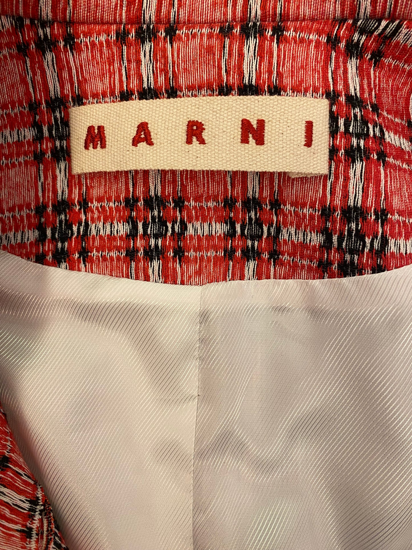 MARNI Plaid Tweed Red Jacket Size It 40