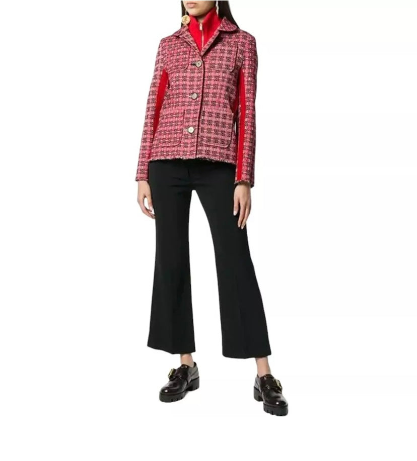 MARNI Plaid Tweed Red Jacket Size It 40