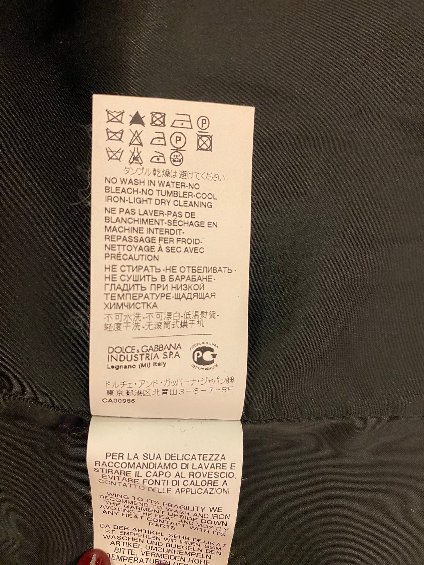 DOLCE & GABBANA Single-Breasted Wool Coat Size It 44