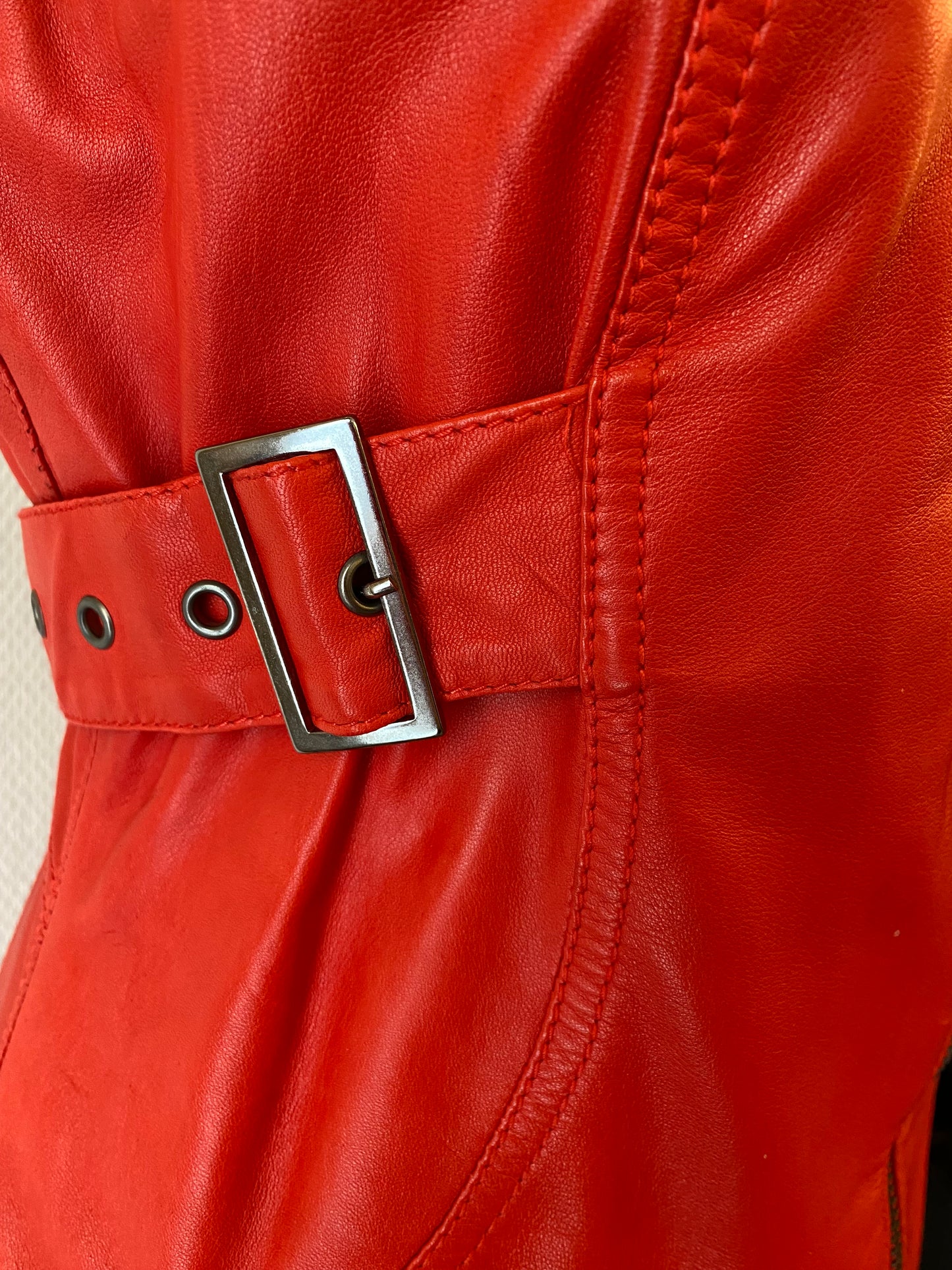 VERSACE Leather Red Dress Size 36