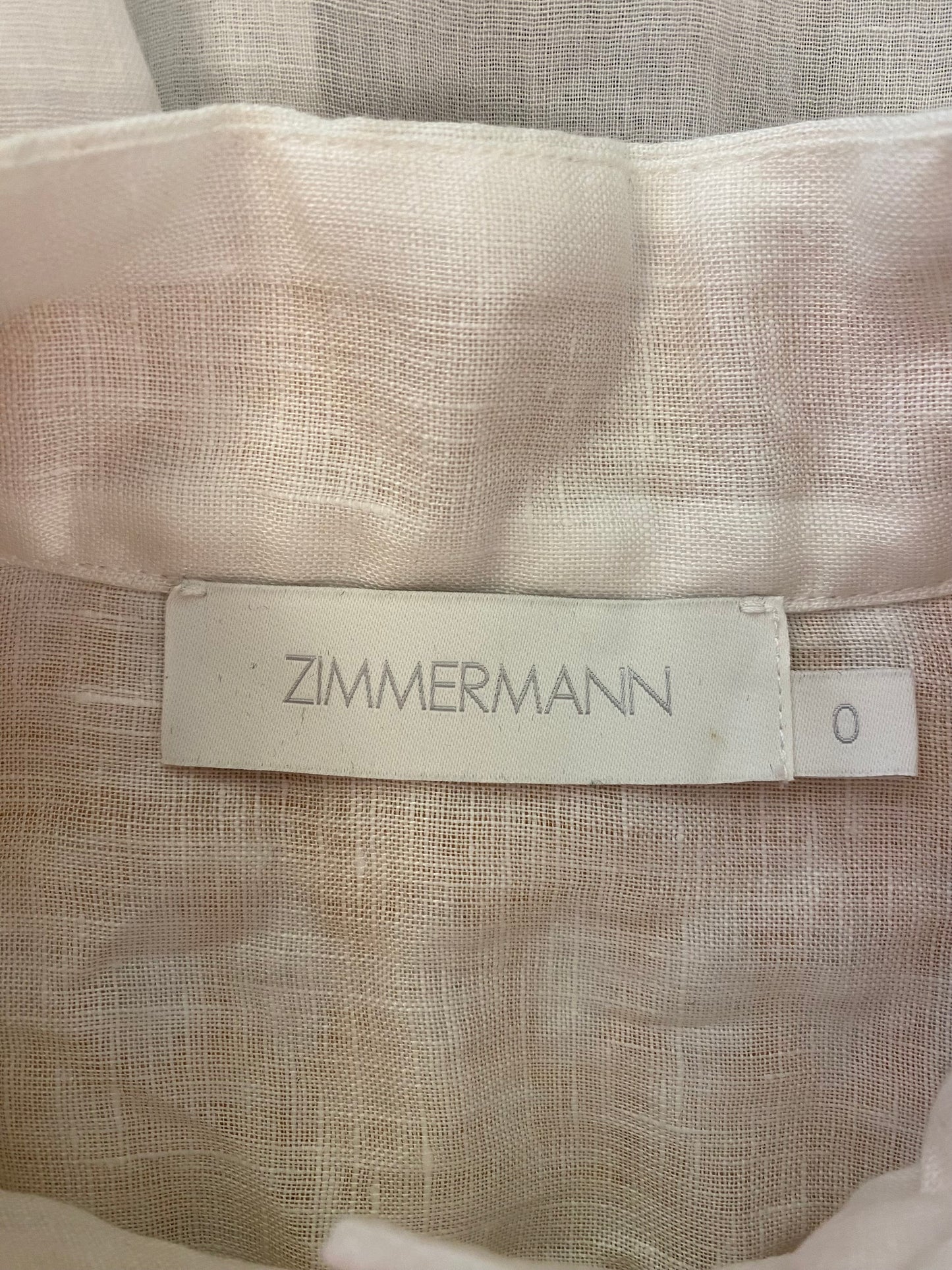 ZIMMERMANN Blouse in White Linen Size 0/S