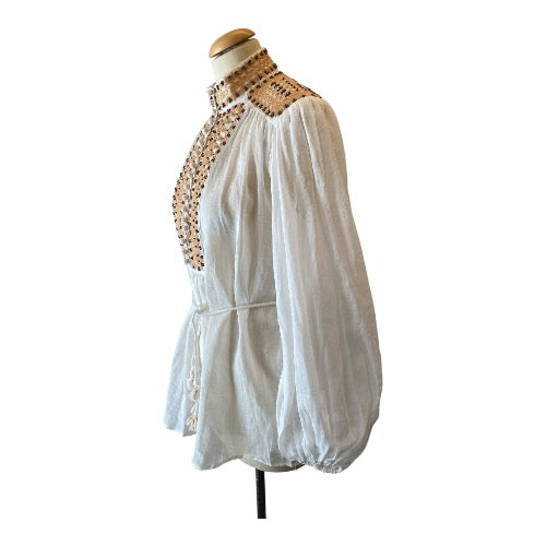 ZIMMERMANN Blouse in White Linen Size 0/S