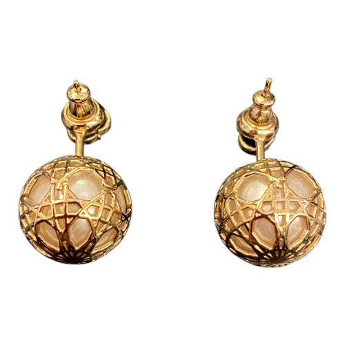 DIOR Secret Cannage Faux Pearl Gold Tone Drop Earrings