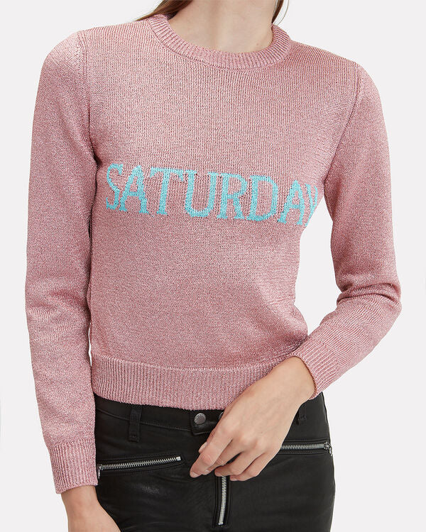 ALBERTA FERRETTI Pink Lurex Crop Sweater Size Eu 34