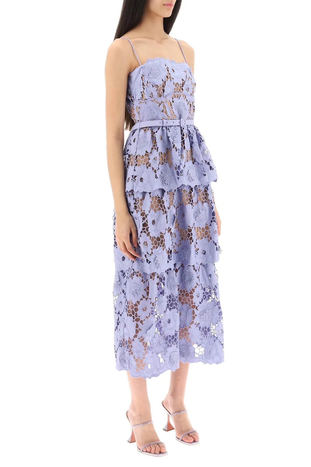 SELF-PORTRAIT 3D Lace Midi Dress Size UK 14