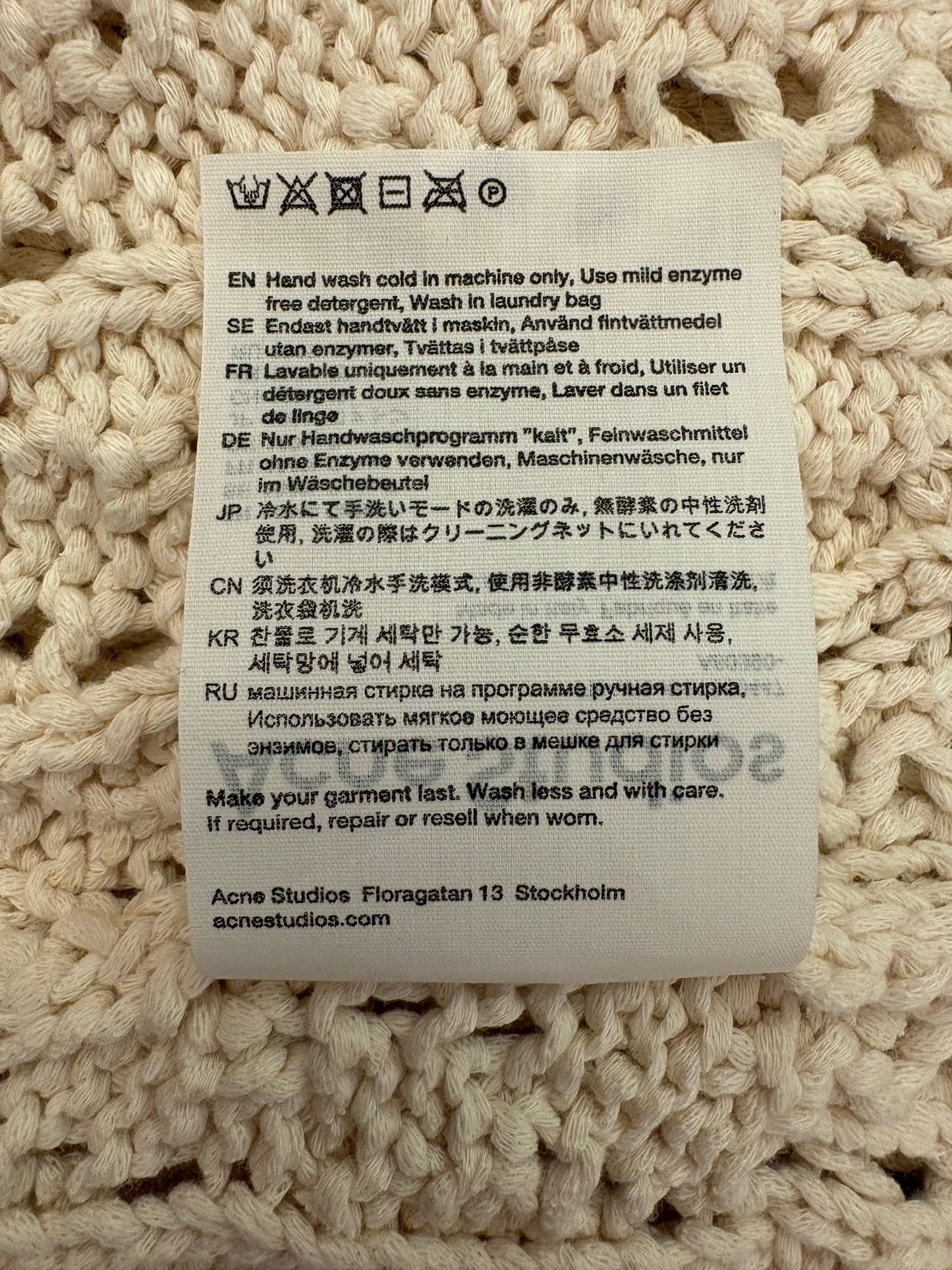 ACNE STUDIOS Knit Cotton Mini Dress Size S