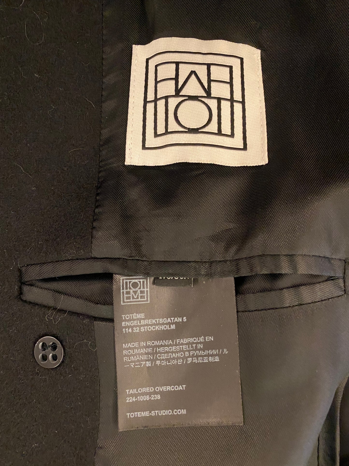 TOTÊME Double-Breasted Tailored Wool Coat Size 34