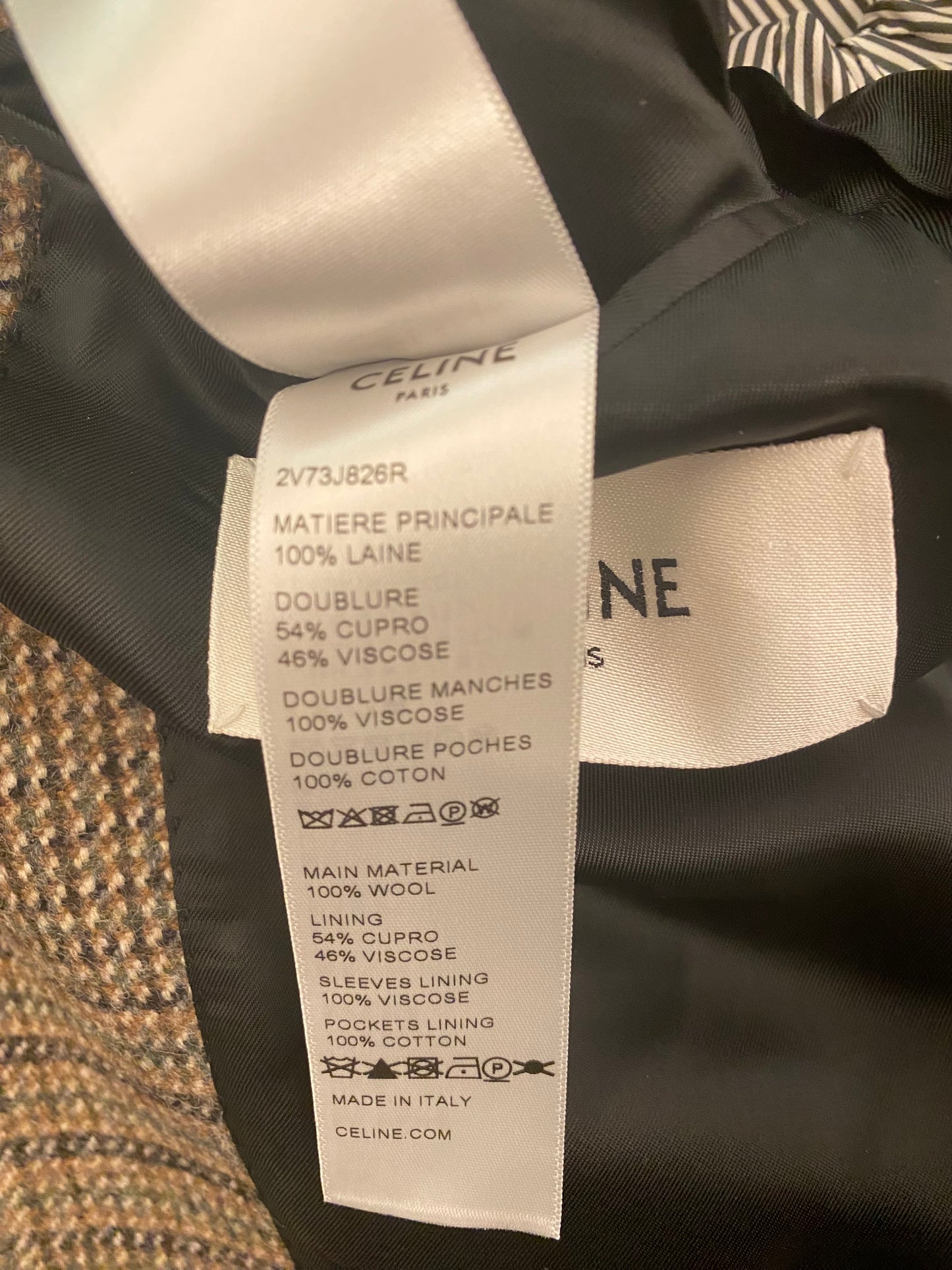 CÉLINE Check Wool Blazer Size 36