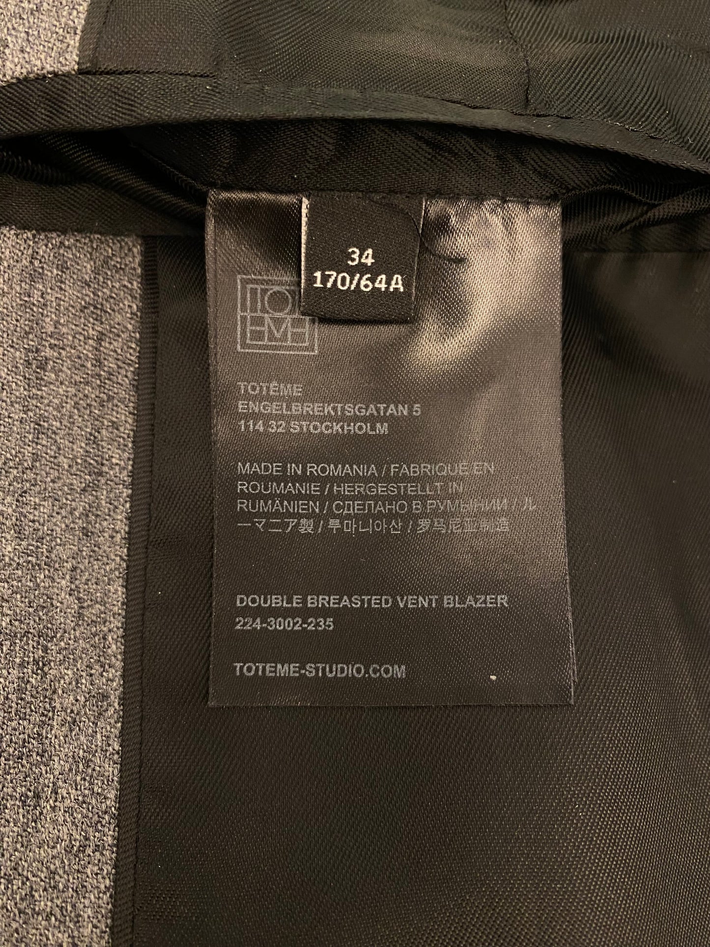 TOTÊME Double-Breasted Wool Blazer Size 34