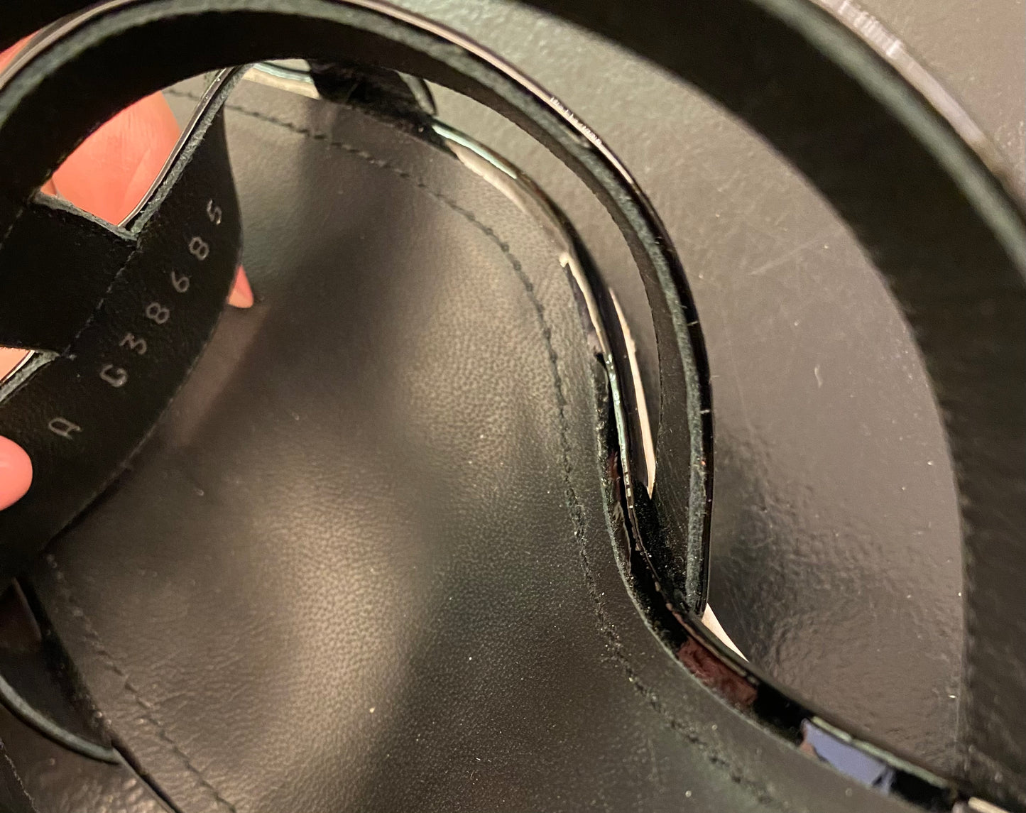 CHANEL Black Patent Leather Block Heels Sandals Size 40C