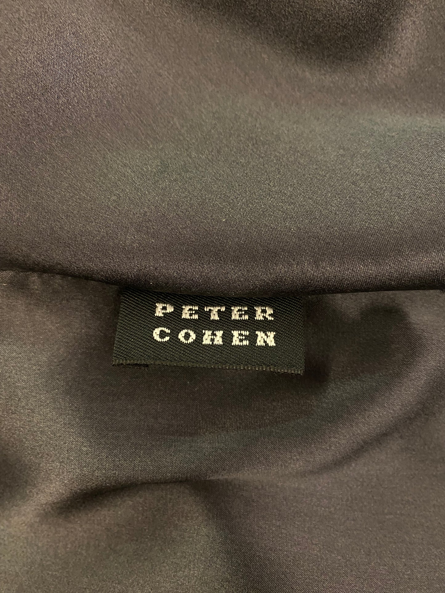 PETER COHEN Dark Grey V-Neck Silk Top Size L