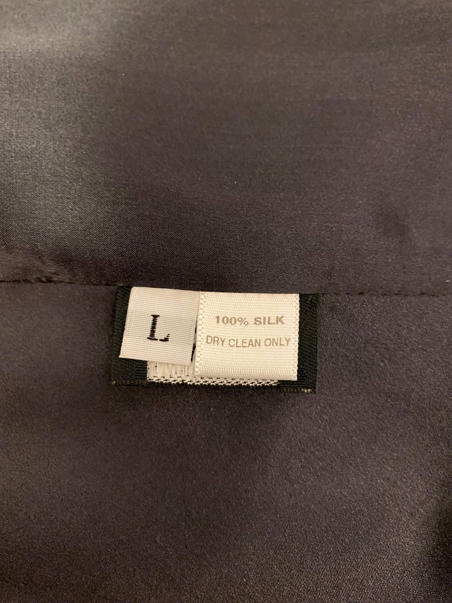 PETER COHEN Dark Grey V-Neck Silk Top Size L